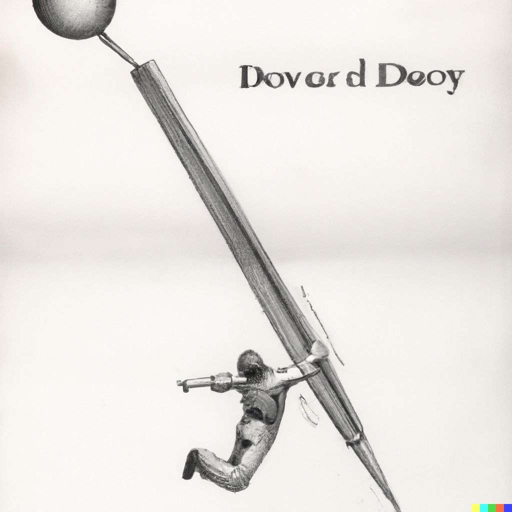 the discovery of gravity, detailed pencil sketch